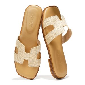 Project Cloud Women's | Genuine Leather Flat Summer Sandals | Memory Foam | Lightweight | Non-Slip - Jannel