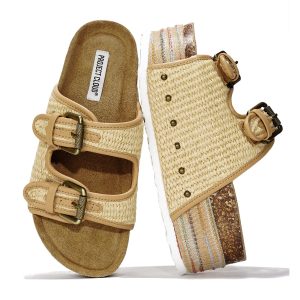 Project Cloud Women's | Genuine Leather Wedge Sandals with Buckle | Lightweight | Non-Slip - Oliy